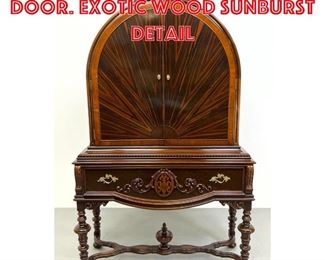 Lot 276 HELLAM Arched Top Two Door. Exotic wood sunburst detail