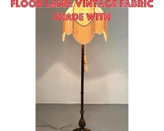 Lot 283 Decorative Brass Floor Lamp. Vintage Fabric Shade with 