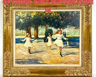Lot 295 Impressionist Painting of Young Girls Skipping Rope in 
