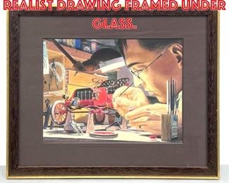 Lot 304 Normast Illegible realist Drawing Framed under Glass.