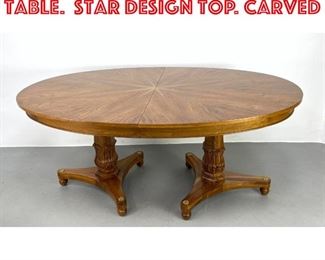 Lot 315 Double Pedestal Dining Table. Star design top. Carved 