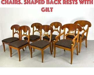 Lot 316 Set 7 Empire Dining Chairs. Shaped Back Rests with gilt
