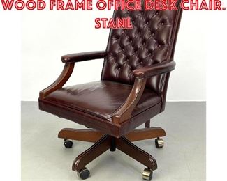 Lot 317 Tufted Leather Back Wood Frame Office Desk Chair. STANL