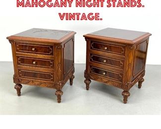 Lot 323 Pr Three Drawer Flame Mahogany Night Stands. Vintage. 