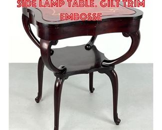 Lot 340 Leather Top Mahogany Side Lamp Table. Gilt trim Embosse