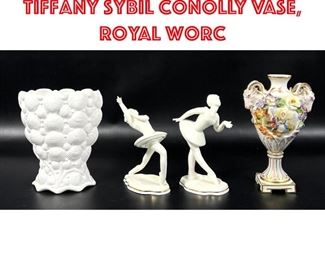 Lot 342 4pcs Porcelains. Tiffany Sybil Conolly Vase, Royal Worc