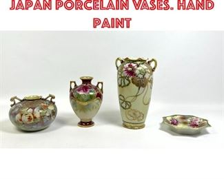 Lot 351 Collection 4pc Nippon Japan Porcelain Vases. Hand Paint