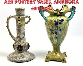 Lot 352 2pc Vintage Austrian Art Pottery Vases. AMPHORA Art Nou