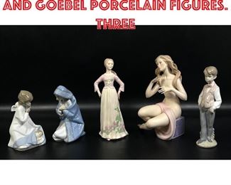 Lot 362 Collection 5 LLADRO and GOEBEL Porcelain Figures. Three