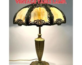 Lot 373 Handel style Slag Glass Vintage Table Lamp. 