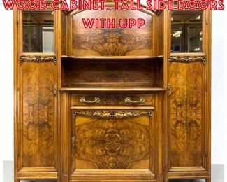 Lot 374 Continental Burl Wood Cabinet. Tall Side Doors with Upp