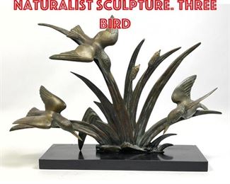 Lot 375 LIMOUSIN Signed Bronze Naturalist Sculpture. Three Bird