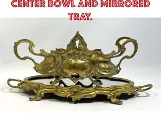 Lot 376 2pc Handled Metal Center Bowl and Mirrored Tray. 