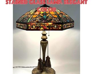 Lot 378 KICHLER Marked Leaded Stained Glass Lamp. Elegant color