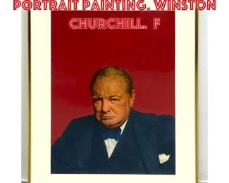 Lot 383 Stuart Kaufman Portrait Painting. Winston Churchill. F