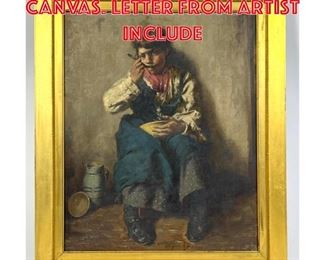 Lot 384 MR Dixon Painting on Canvas. letter from artist include