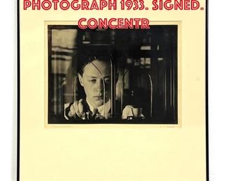 Lot 394 Lewis P Tabor Vintage Photograph 1933. Signed. Concentr