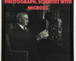 Lot 399 Vintage Large Format Photograph. Scientist with Microsc