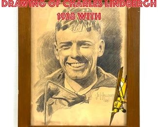 Lot 410 Joe L Ballenger Drawing of Charles Lindbergh 1928 with 