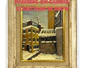 Lot 413 Robert B. Sherman Painting on Canvas. Courtyard in Snow