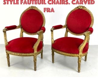 Lot 416 Pair French LOUIS XVI Style Fauteuil Chairs. Carved fra