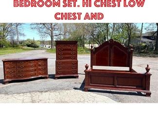 Lot 418 Oversized mahogany bedroom set. Hi chest low chest and 