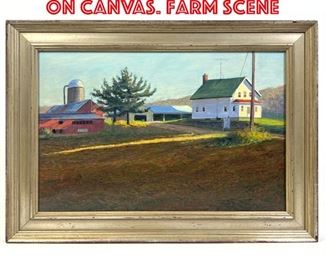 Lot 424 Tom Adkins Painting on Canvas. Farm Scene