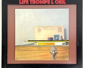 Lot 423 Prader Painting Still Life Trompe L Oeil