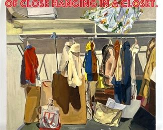 Lot 427 Unsigned Oil Painting of Close hanging in a Closet. 