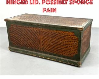 Lot 437 Vintage Painted Trunk. Hinged Lid. Possibly sponge pain