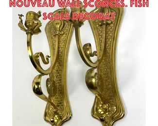 Lot 443 Pr Vintage Art Nouveau Wall Sconces. Fish Scale Decorat