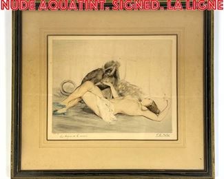 Lot 449 P Emile Felix reclining nude aquatint. Signed. La ligne