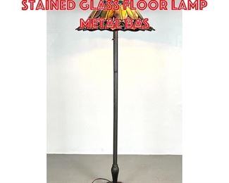 Lot 453 Tiffany style Leaded Stained Glass Floor Lamp Metal Bas