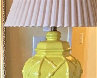One of two yellow lamps; shade sold separately 