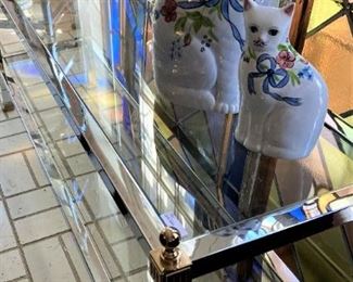 Chrome and glass 2-tier sofa table