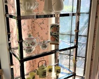 Chrome and glass etagere 