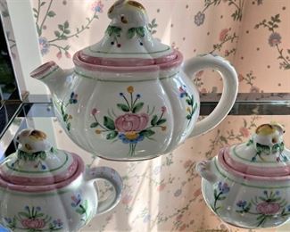 Pink floral tea set