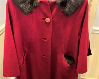 Red vintage coat with mink collar