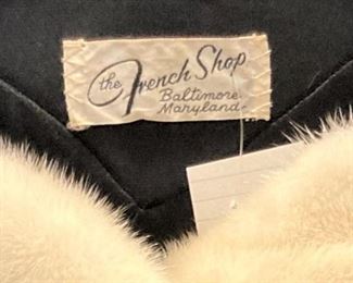 Black vintage coat with mink collar from The French Shop in Baltimore, Maryland