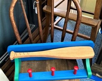 Coat rack; child chair