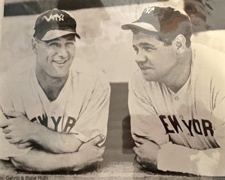 Vintage photo  of Lou Gehrig and Babe Ruth