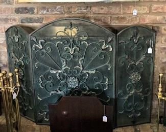 Fireplace screen; fireplace tools