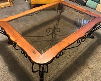 Large coffee table with glass insert