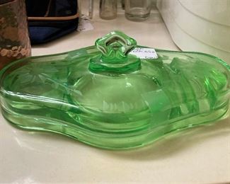 Vintage green powder container