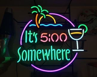 'It's 5:00 Somewhere' neon bar sign