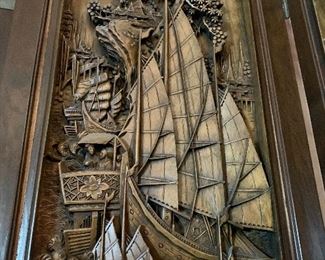 ABSOLUTELY GORGEOUS! Hand Carved Wood 4 Panel Screen. From the 1970's Each panel took a year to carve. Original one of a kind pieces! Excellent condition