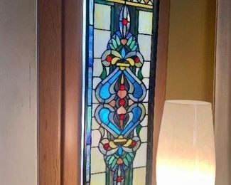 2 stained glass hanging panels