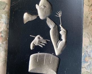 1957 Hans Richter Plaster Wall Plaques Jazz Bass Music Musicians Reverse Negative Relief Sculptures 