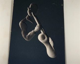 1957 Hans Richter Plaster Wall Plaques Jazz Bass Music Musicians Reverse Negative Relief Sculptures
