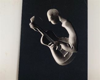 1957 Hans Richter Plaster Wall Plaques Jazz Bass Music Musicians Reverse Negative Relief Sculptures Guitar